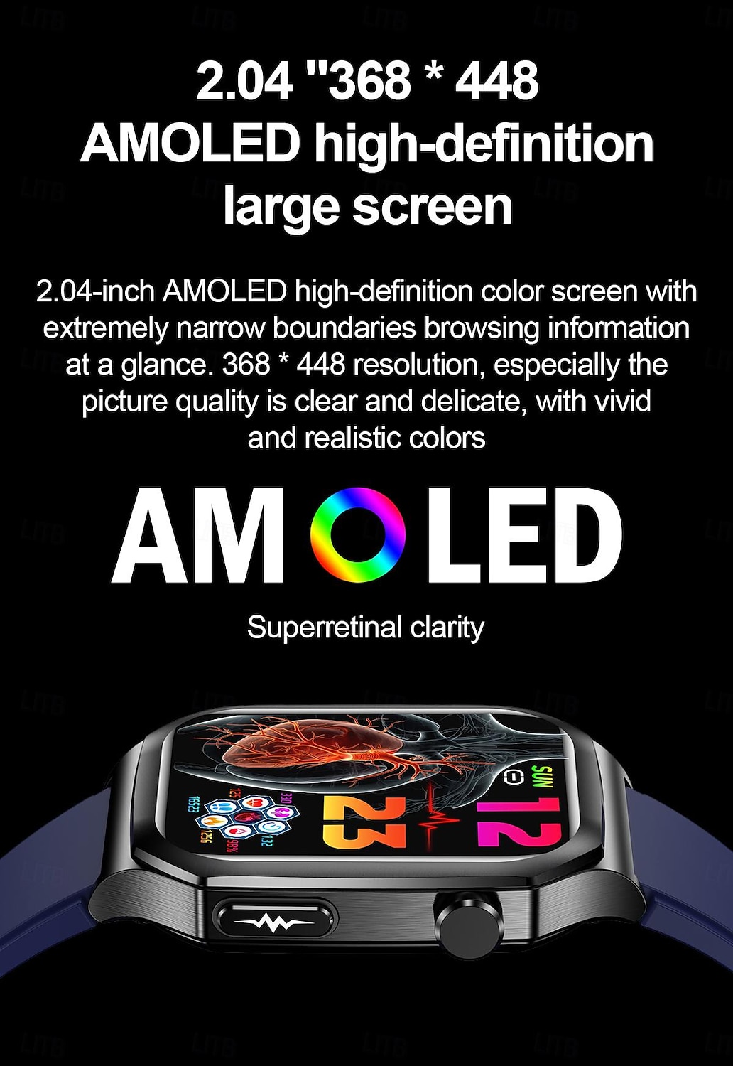 2025年 et280 スマートウォッチ 2.04 amoled 大画面 ブルートゥース 通話 心電図検出 心拍数 健康モニタリング SOS スポーツ スマートウォッチ  コレクション – $72.19 –P2