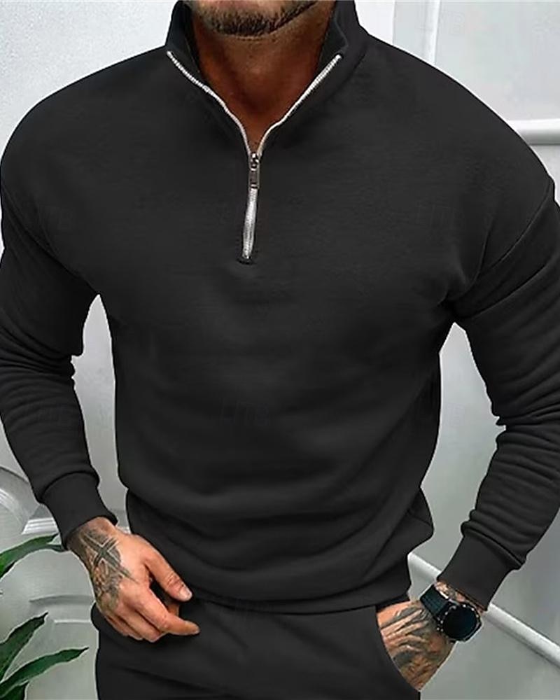 Men's Sweatshirt Quarter Zip Sweatshirt Light Grey Half Zip Plain Daily Sports & Outdoor Holiday Polyester Streetwear Basic Casual Spring &  Fall Clothing Apparel Hoodies Sweatshirts  Long Sleeve 2026 - $27.99 –P13
