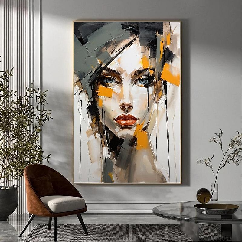 handgemaltes abstraktes Pattle Knife Frauengesicht Ölgemälde Wandkunst weibliche Figur Wandkunst Gold- und Weißgemälde handgemachte Wandkunst Frauenkunst Ölgemälde für Wandkunst moderne Wohnkunst 2025 - $133.99 –P6