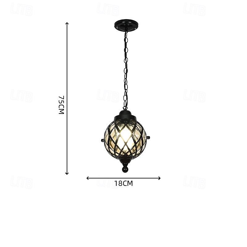 lampade a sospensione per esterni, lampada a sospensione esterna portico impermeabile lampadario in metallo nero con globo di vetro trasparente con struttura in gabbia di ferro, lanterna esterna per del 2025 a $118.99 –P3