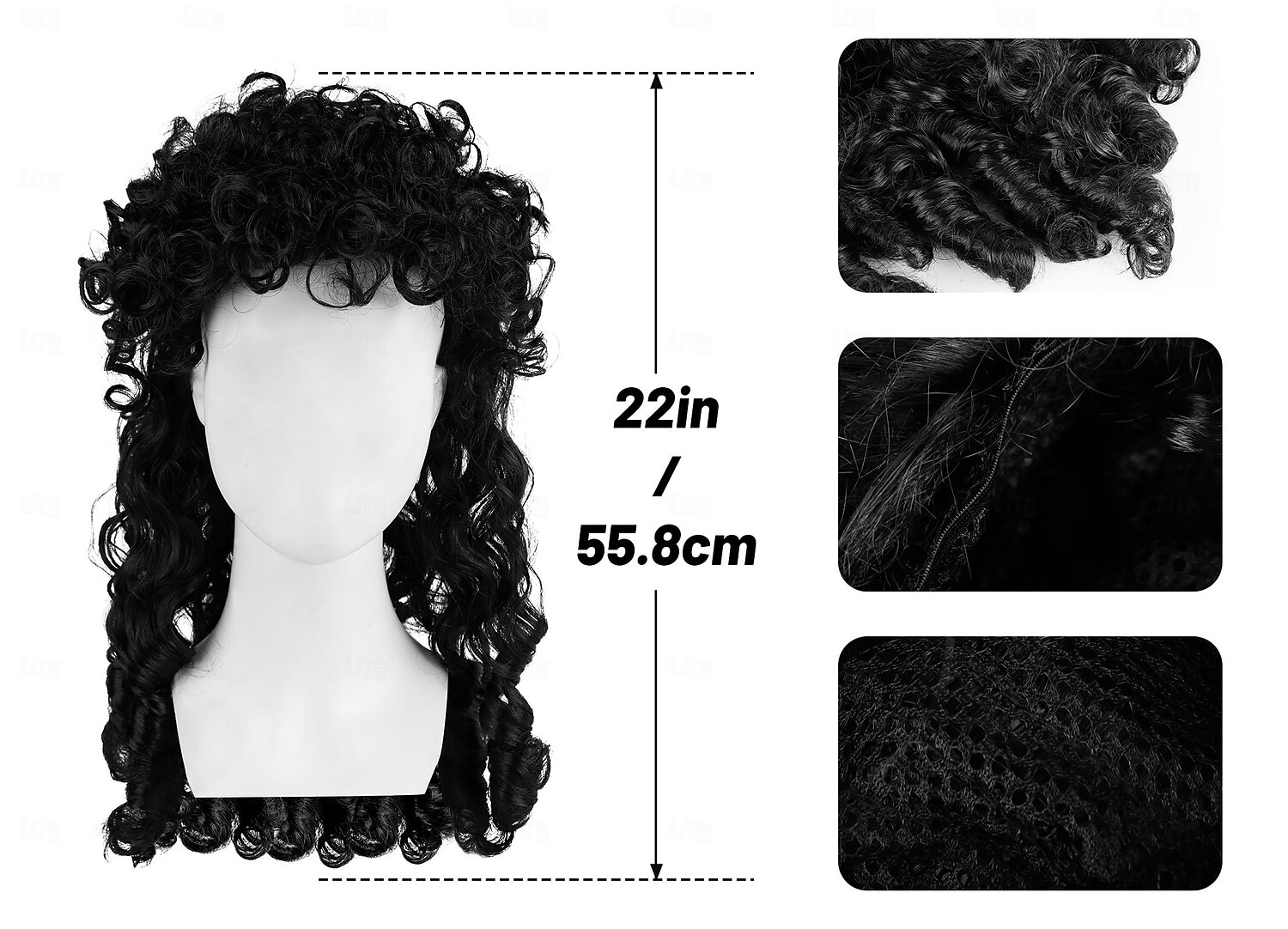 piratparykk lang svart bølget krøllete kaptein halloween punk rock voksen cosplay 2025 - $17.99 –P6