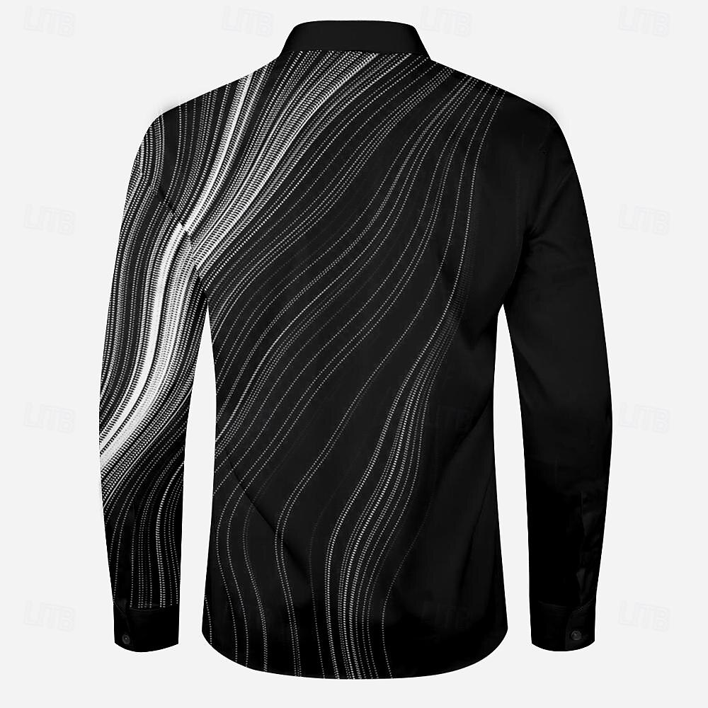 Hombre Diseño Geométrico Línea Abotonar la camisa Camisas estampadas Manga Larga Informal de negocios Formal Diario Otoño Invierno Primavera verano Cuello Vuelto Camisas con cuello Botones Estampado 2026 - $28.99 –P5