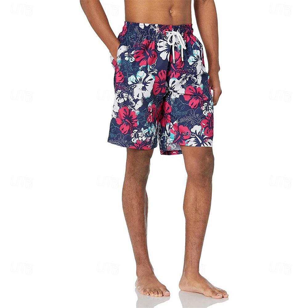 Men's Graphic Flower / Floral Swimming Trunks Board Shorts Swim Shorts Mid Waist Streetwear Hawaiian Boho Casual Daily Holiday Drawstring with Mesh lining Elastic Waist Designer Clothing Apparel 2025 - $19.99 –P2