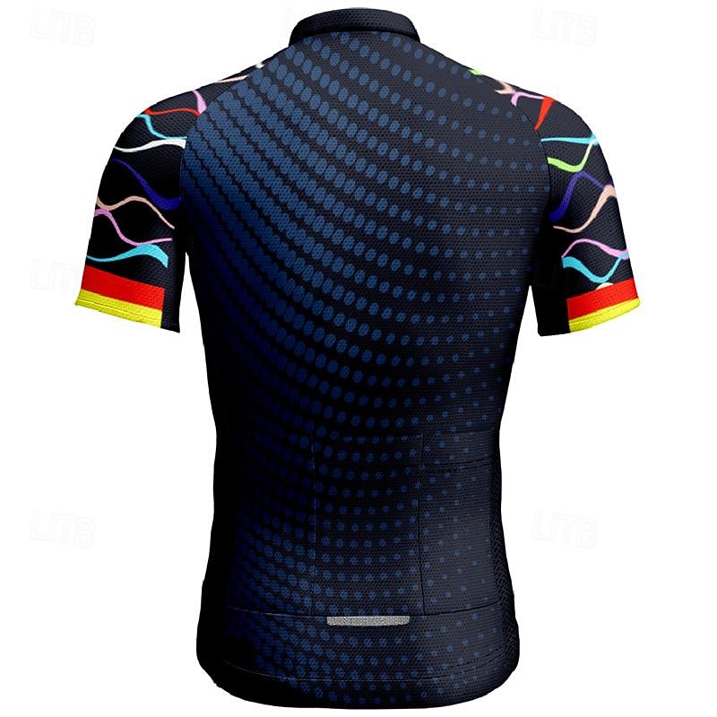 Men's Cycling Jersey Color Block Geometic Short Sleeve Bike Tee Tshirt Jersey Top with 3 Rear Pockets Mountain Bike MTB Quick Dry Breathable Sports Red Navy Blue Blue Clothing Apparel 2026 - $30.99 –P2