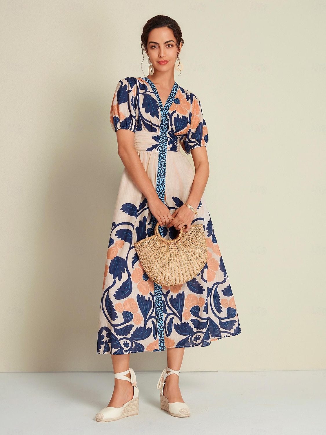 Abito lungo da donna, ampio, da resort, con stampa floreale, manica corta, arcobaleno, primavera ed estate, scollo a V, vestito da vacanza del 2026 a $148.99 –P4