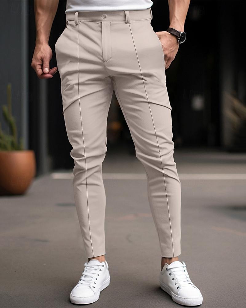 Homens Calças chinês Calça Chino Pregueado Xadrez Conforto Trabalho O negócio Diário Casual Preto Vinho Micro-Elástica de 2025 por $25.99 –P1