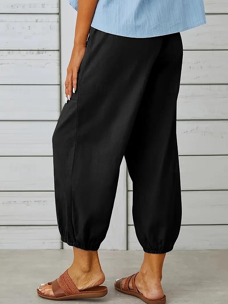 Femme Taille EU / US Large Sarouel Décontractées Pantalon Harlem Longueur genou Taille haute Couleur Pleine Poche Sarouel Respirabilité Extérieur Non Elastique Extérieur Casual Quotidien Noir de 2025 ? $18.99 –P3