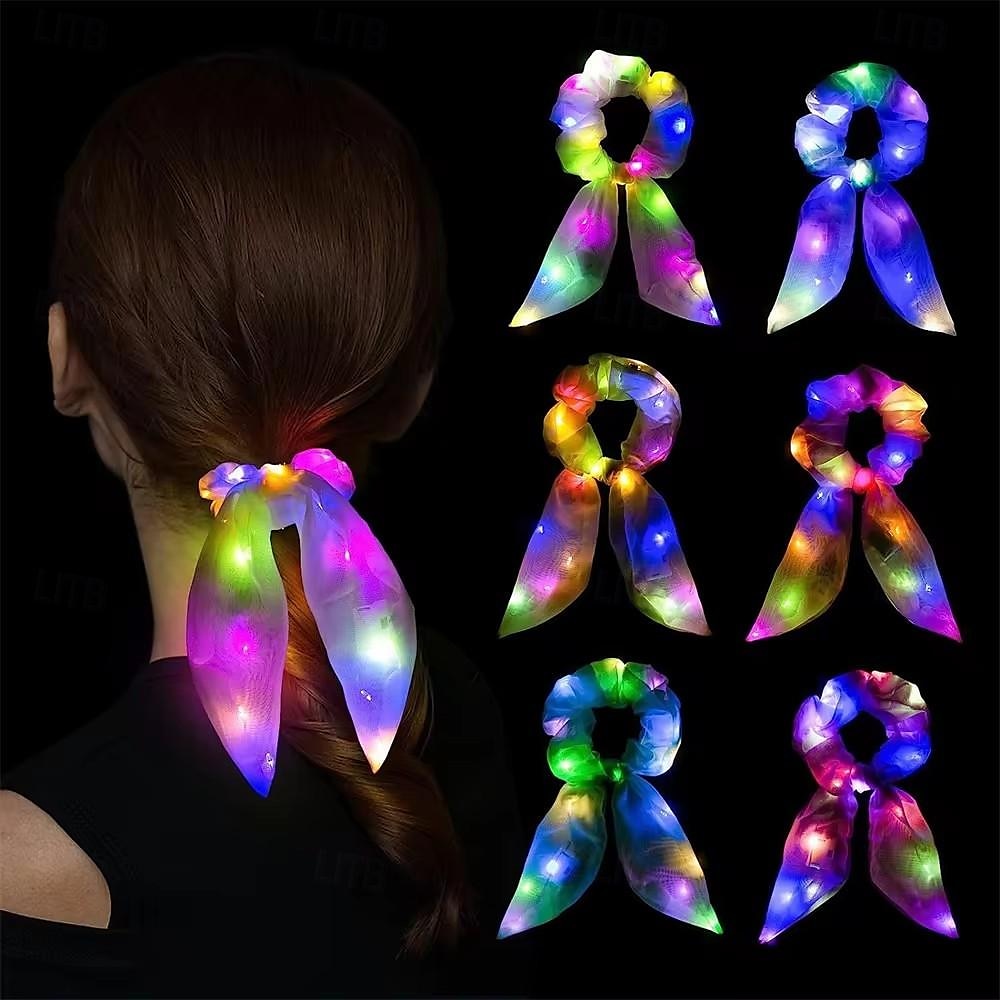 fasce per capelli luminose a led illuminano fiocchi per capelli elastici per ragazze copricapo corda per capelli accessori per capelli bagliore nel buio forniture per feste del 2025 a $10.99 –P3