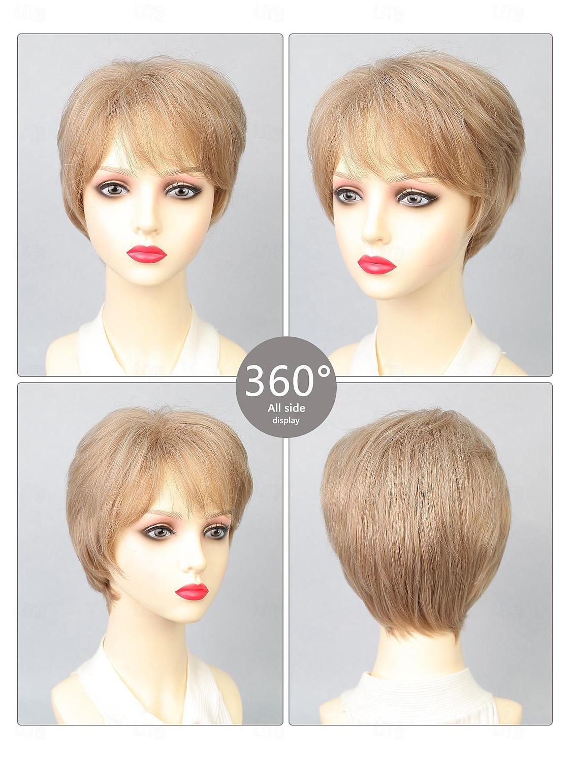 Synthetische pruiken Natuurlijk recht Korte bob Zijdeel Pruik 25.4 cm Lichtgoud Synthetisch haar Dames Meerkleurig 2025 - $18.49 –P2