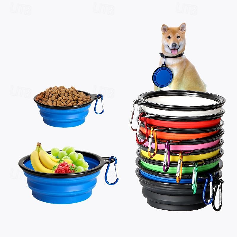 hundskål husdjur hopfällbara skålar för katter hundar bärbara husdjursmatning vattenskål för promenader parkering resande 2 karbinhakar 2025 - $16.99 –P15