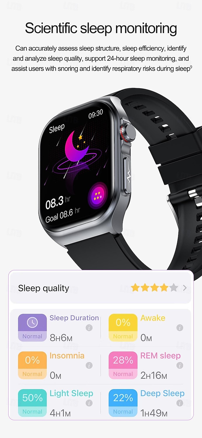 iMosi ET585 Slimme horloge 2.04 inch(es) Smart horloge Bluetooth ECG + PPG Temperatuurbewaking Stappenteller Compatibel met: Android iOS Dames Heren Handsfree bellen Waterbestendig Mediabediening IP68 2025 - $74.99 –P10