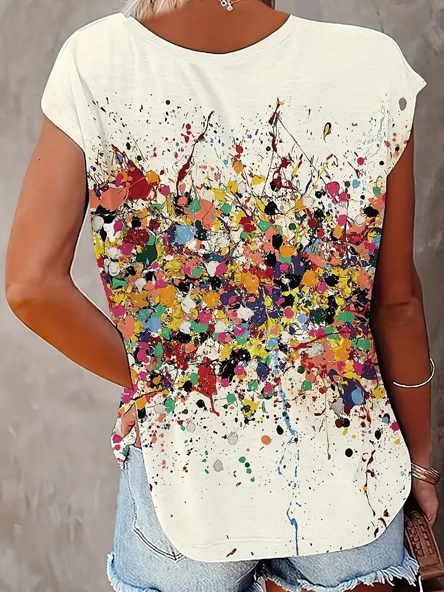 Débardeur femme en camisole élégant décontracté à imprimé ombré sans manches tops réguliers col en V quotidien blanc cassé été de 2025 ? $17.99 –P2