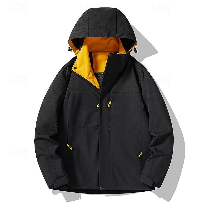 Men's Softshell Jacket Hiking Jacket Outdoor Color Block Windproof Water Resistant Hoodie Windbreaker Jacket Camping / Hiking / Caving Traveling Dark Grey Black Burgundy Navy Blue Light Grey 2025 - $42.99 –P1