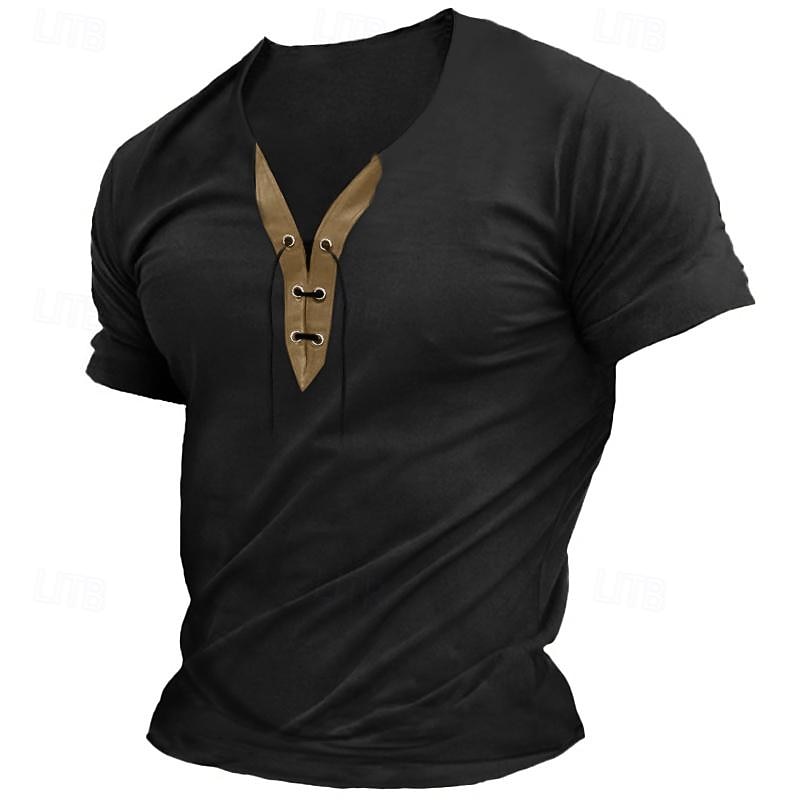 Per uomo Maglietta Maglia Henley Manica Corta Scollo a V Primavera & Estate Semplice Moda Designer Essenziale Allacciato Vacanza Streetwear Uscire Esercito verde Grigio scuro Nero Maglietta Top per del 2025 a $17.99 –P1