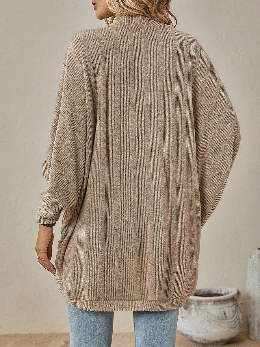 Damen Cardigan-Mantel Brautkleider schlicht Feste Farbe Gerippt Öffnung vorne Strick Fledermaus Ärmel Langarm Normale Oberteile Stricken Täglich Rosa Blau Frühling Herbst 2025 - $51.99 –P2
