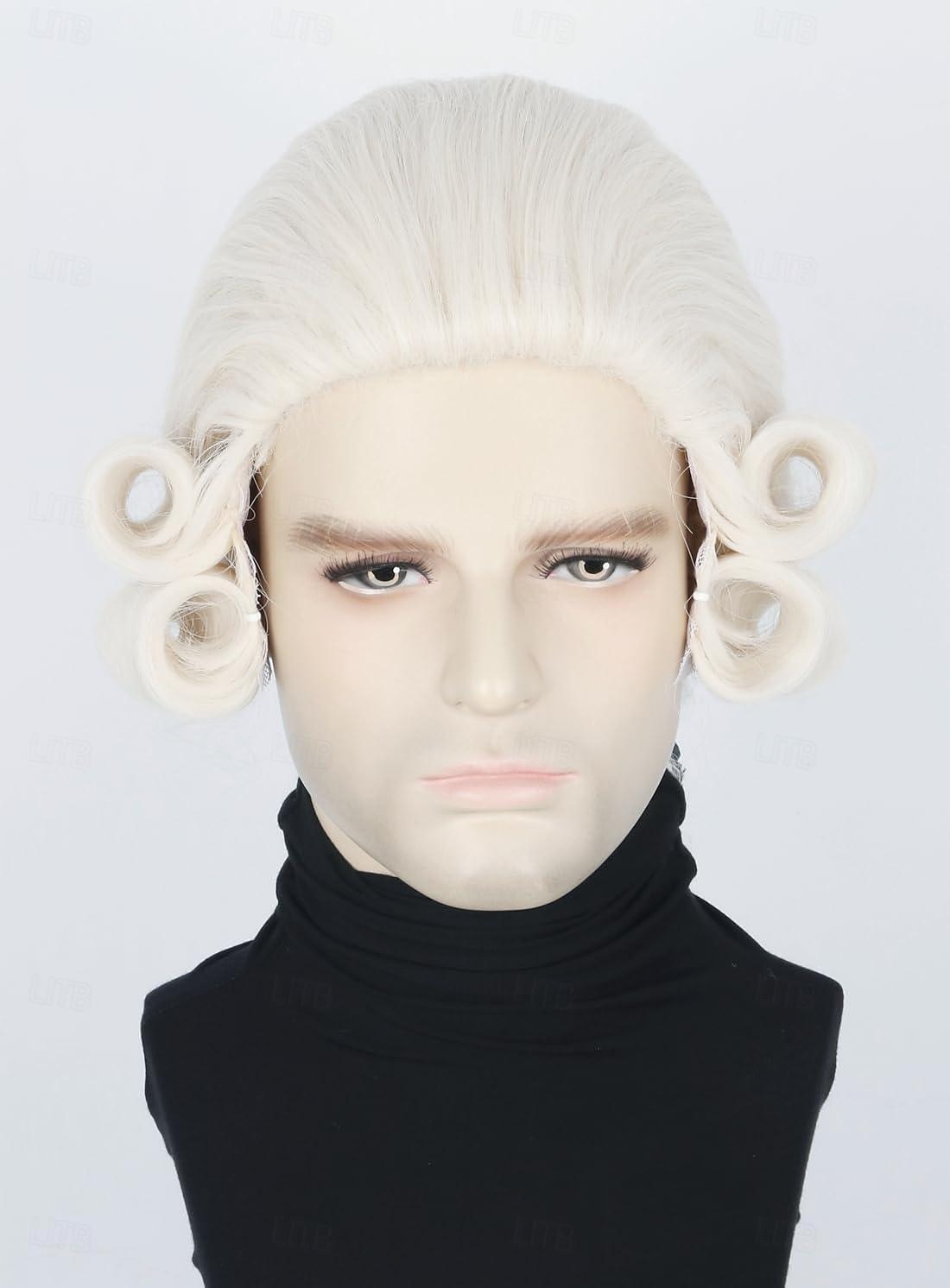 Parrucca da giudice coloniale da uomo parrucca polverosa parrucche lunghe e ricce per il costume di Washington parrucca divertente pompe per parrucche di carnevale cosplay parrucche di Halloween del 2026 a $15.99 –P5
