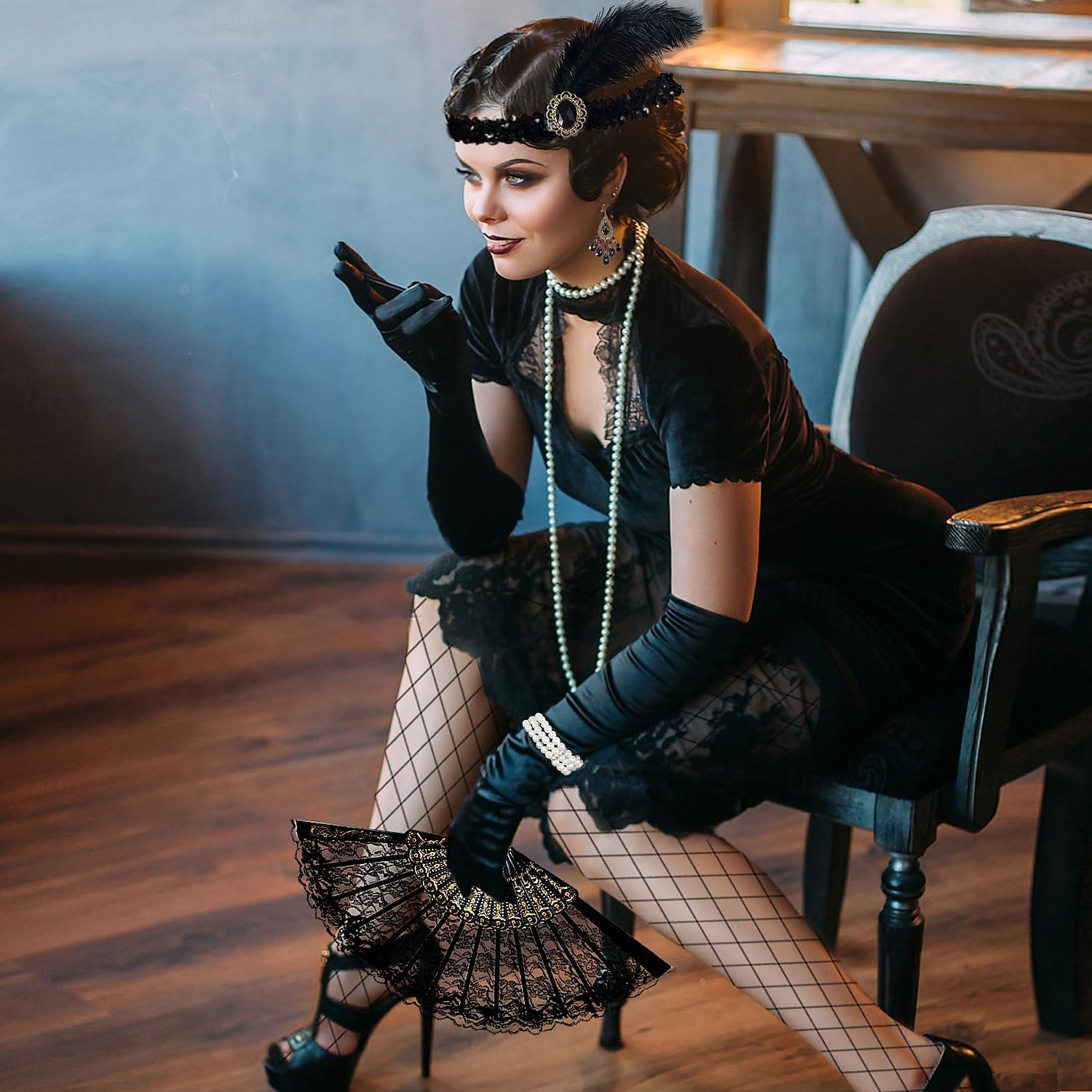 Retró Ordító 20-as évek 1920-as évek Flapper ruha Felszerelések Kiegészítő készlet A nagy Gatsby Flapper lány Esküvői Vendég Flitter Rojt Női Menyegző Ruha Klub Felnőttek Ruha Kesztyűk Zoknik Minden 2025 - $65.99 –P3