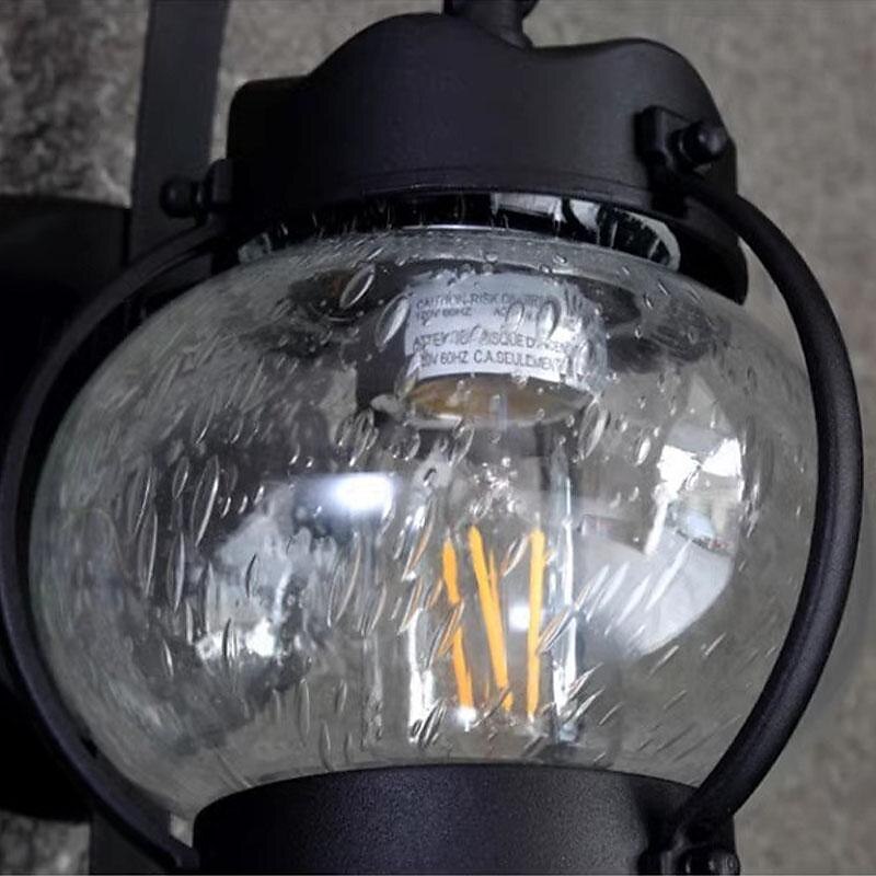 lanterna da parete impermeabile lampada da carrozza esterna applique da parete nera rustica, apparecchio di illuminazione per portico ip54 supporto a parete, paralume in vetro seminato lampada da del 2025 a $132.99 –P3