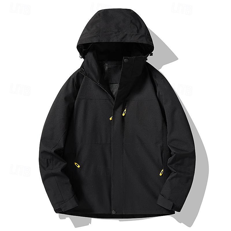 Men's Softshell Jacket Hiking Jacket Outdoor Color Block Windproof Water Resistant Hoodie Windbreaker Jacket Camping / Hiking / Caving Traveling Dark Grey Black Burgundy Navy Blue Light Grey 2025 - $42.99 –P3