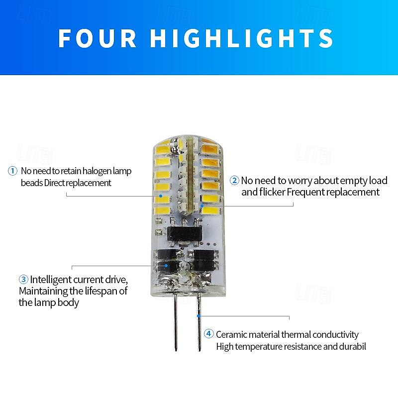 6pcs G4 LED Bi-pin Lights 400Lumens 4W 48LED Beads SMD 3014 Warm White White 12 V 2025 - $18.49 –P2
