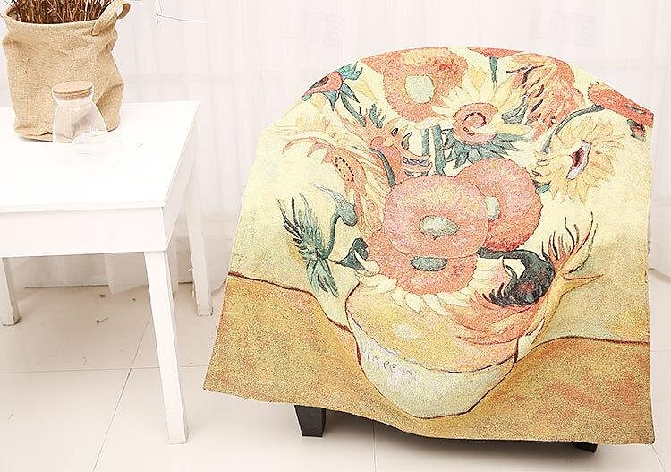 tapeçaria tecida jacquard gobelin aubusson arte de parede pendurada grande tapeçaria reprodução tear algodão tecido girassóis tapeçaria belga (sem borlas e haste) de 2025 por $75.99 -P7