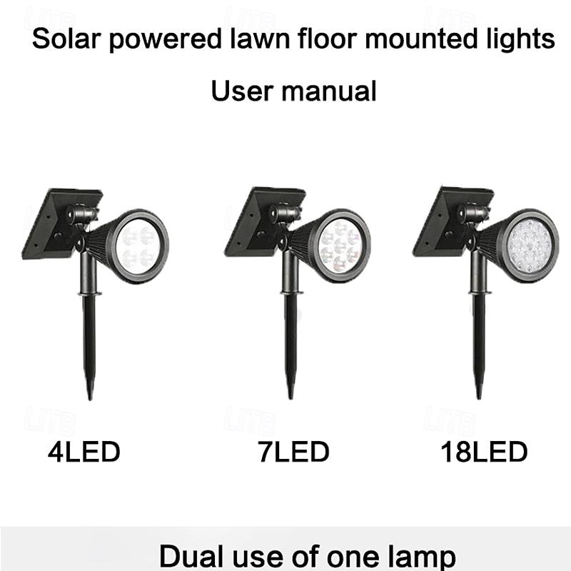 Solar Spot Lights Outdoor 2-in-1 Solar Landscape Spotlights Security Lights IP65 Waterproof Wall Lights for Walkway Yard Garden Driveway Pathway Garden 4/7 LED Beads 2025 - $18.49 –P1