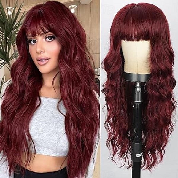 Parrucca con frangia parrucca ondulata lunga per donne parrucche sintetiche ricce capelli dall'aspetto naturale resistenti al calore parrucche per uso quotidiano festa cosplay 26 pollici parrucche di del 2025 a $24.99 –P5