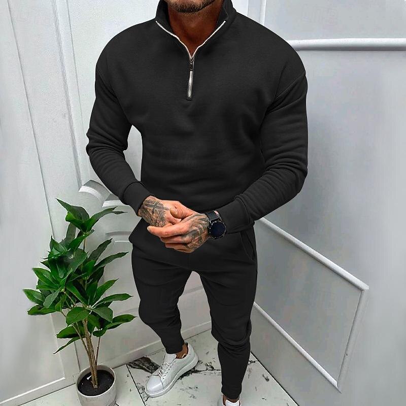 Per uomo Tuta Da Ginnastica Tuta da ginnastica Felpa con cerniera a un quarto Aalbicocca Nero Bianco Rosso Grigio chiaro Colletto Mao Liscio 2 pezzi Sportivo Giornaliero Per eventi Streetwear del 2025 a $31.99 –P6