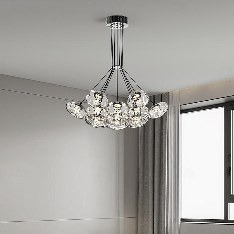 LED Pendant Light Warm White Glass 35/50/65cm 7/13/19-Light Gypsophila Geometrical Stainless Steel Glass Acrylic Hanging Lamp Living Room Art Design Indoor Bedroom Suspension Lighting Restaurant 110-240V 2025 - $549.99 –P9