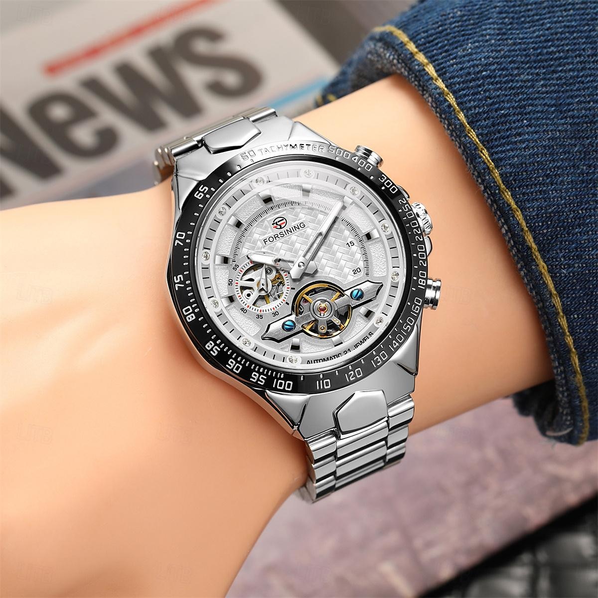 FORSINING Hommes Montre Mécanique Extérieur Sportif Mode Montre Bracelet Remontage automatique Lumineux IMPERMÉABLE Décoration Acier Suivre de 2025 ? $52.99 –P4