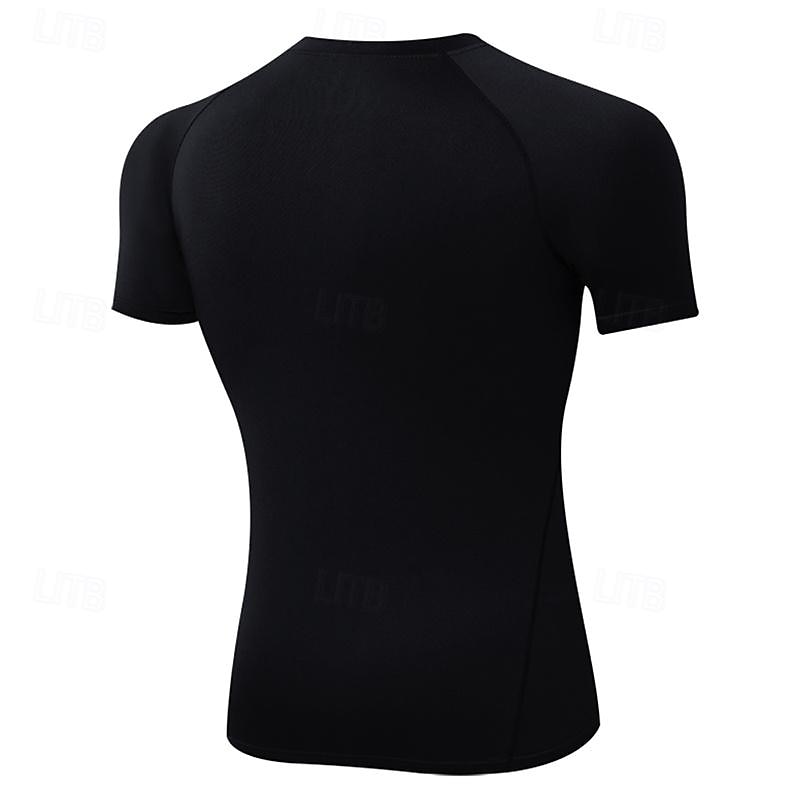 Men's Compression Shirt Athletic Shirt Gym Shirt Fitness Shirt Short Sleeve Tee Tshirt Casual Athleisure Breathable Quick Dry Soft Fitness Gym Workout Running Sportswear Activewear Black White Red 2025 - $12.39 –P6