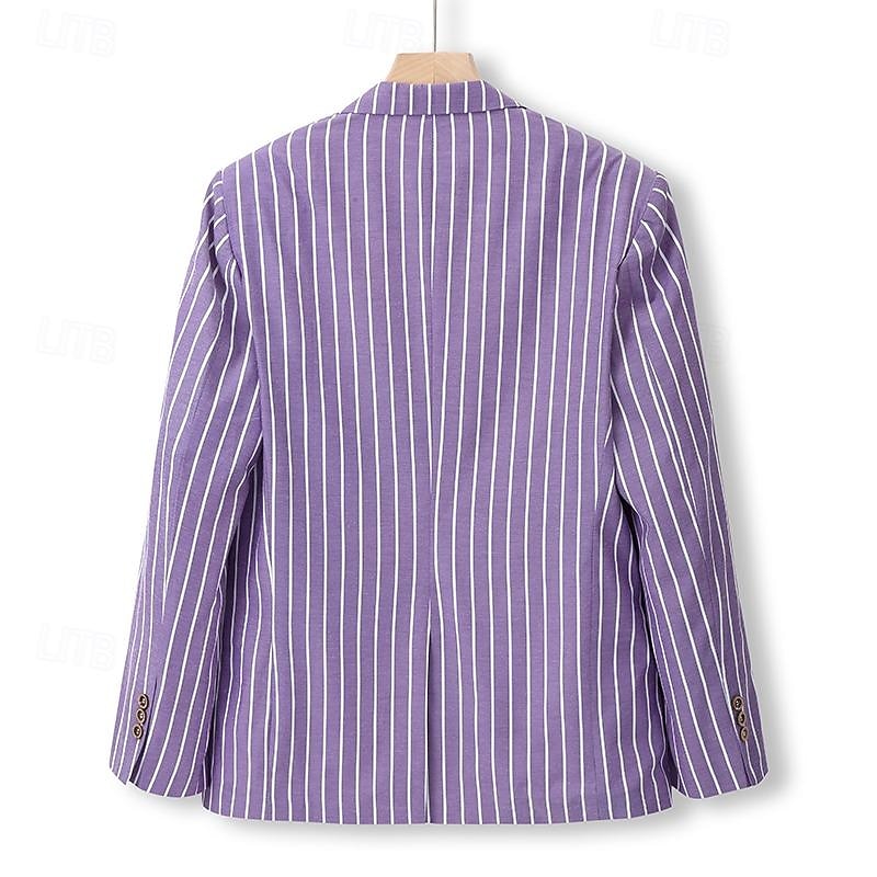 Homme Remise de diplôme Blazer Affaires Cocktail Fête de mariage Mode Occasionnel Printemps & Automne Polyester Rayures Boutons Avec Poches Confortable Simple Boutonnage veste Rose Claire Bleu Orange de 2025 ? $53.99 –P6
