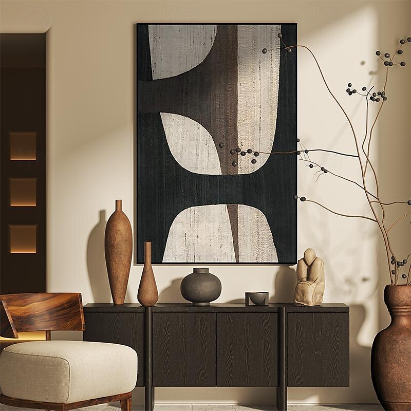 beiges Wabi Sabi Ölgemälde handgemachte Wandkunst braun beige abstraktes Gemälde großes schwarzes minimalistisches Gemälde Wandkunst beige strukturiertes Leinwandgemälde neutrale Wandkunst 2025 - $116.99 –P2