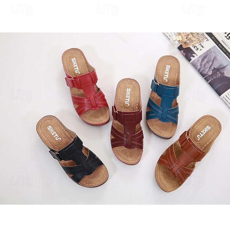 svarta slip-on-sandaler för kvinnor med utskuren design och bekväm sula för sommar- och fritidskläder 2025 - $26.99 –P1