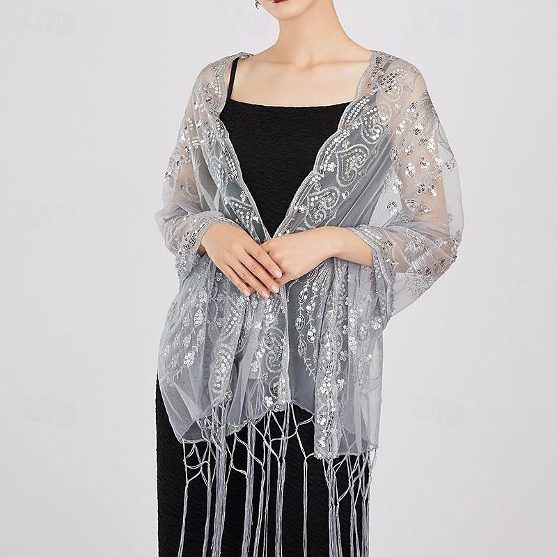 lange sjalomslag for kvinner fra 1920-tallet, kveldssjal med paljetter for kvinner formell/fest/bryllup/formell/harlem night 2025 - $27.99 –P2