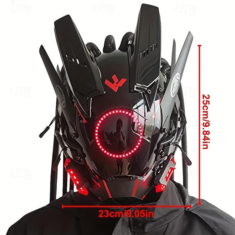 Cyberpunk Mask Mask Round Light Wing Braid Music Festival LED Light Mask Cosplay 2026 - $132.99 –P16