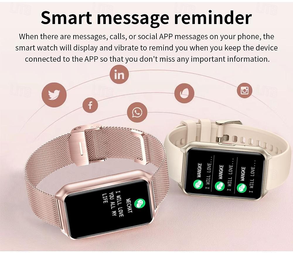 2025年 696 H37 スマートウォッチ 1.57 インチ スマートブレスレット ブルートゥース 歩数計 着信通知 睡眠サイクル計測器 と互換性があります Android iOS 女性 ハンドフリーコール メッセージ受信通知 IP 67 30mmウォッチケース  コレクション – $38.99 –P9
