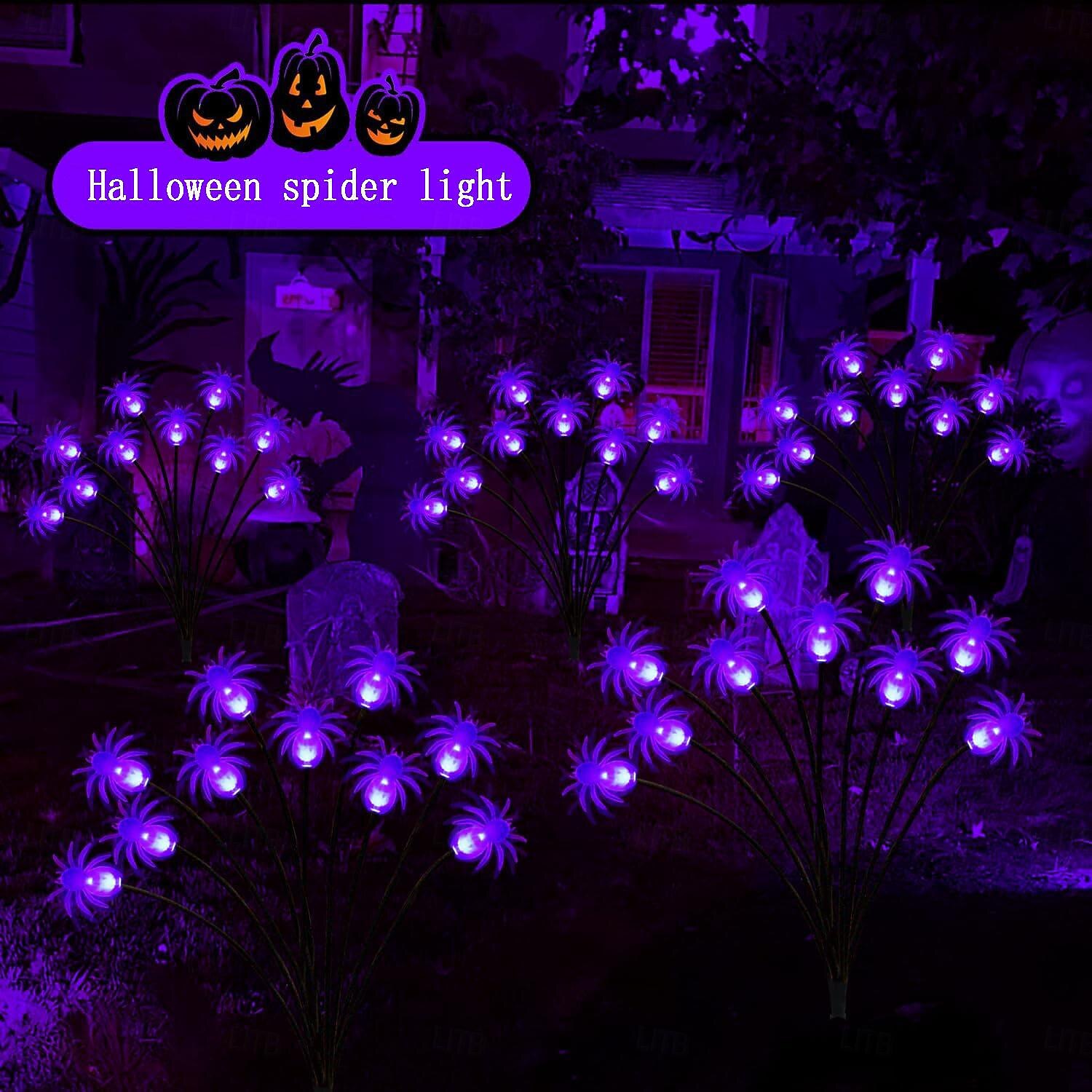 2pcs Halloween Solar Firefly Swing Spiders Light Purple Red Green Solar Outdoor Lawn Pathway Lights Waterproof Plug In the Ground Lamp Swing with the Wind for Outdoor Yard Garden Pathway Patio Decoration Lamp 2026 - $27.99 –P15