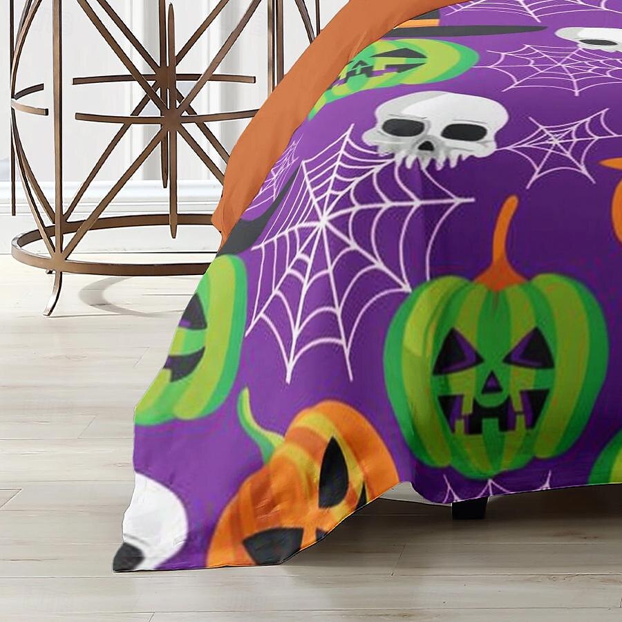 set copripiumino collezione halloween set 3 pezzi jack o lantern zucca super morbido delicato sulla pelle di lunga durata del 2025 a $41.99 –P18