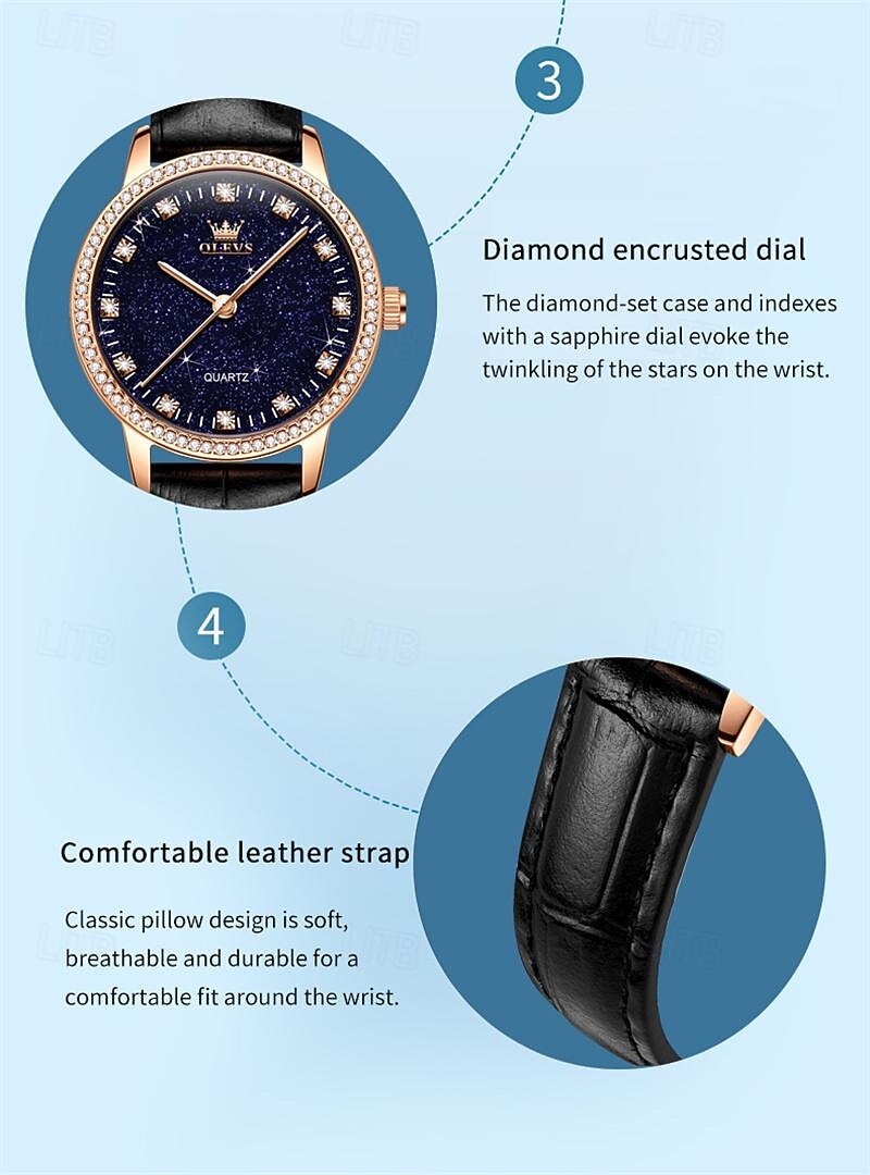 New Olevs Trendy Fashion Niche Casual Women'S Watch Simple Starry