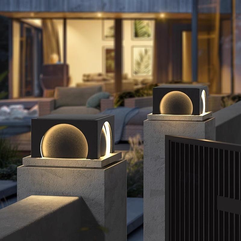luci da parete per esterni a led luci bianche calde del cappuccio della posta lampada a colonna di recinzione quadrata luci moderne della colonna ip65 impermeabile recinzione cancello luce di del 2025 a $589.29 –P2