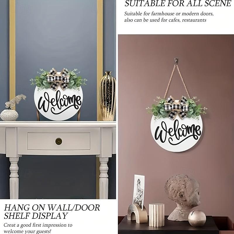 1pc Crafting 12 Inches Welcome Sigh For Front Door Big Wooden Wreath Welcome Wreath Farmhouse Front Door Decoration Housewarming Gift for Home Outdoor Indoor 2025 - $13.99 –P1
