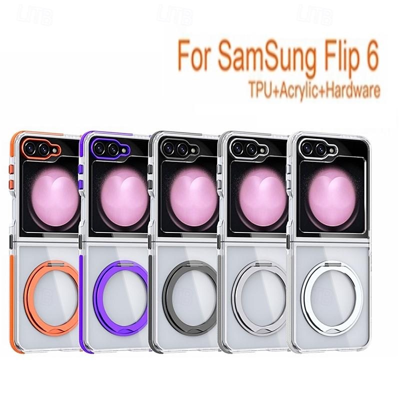 Phone Case For Samsung Galaxy Z Flip 7 Z Flip 6 Z Flip 5 Back Cover with Stand Holder Transparent Non-Yellowing TPU Acrylic 2025 - $21.99 –P1