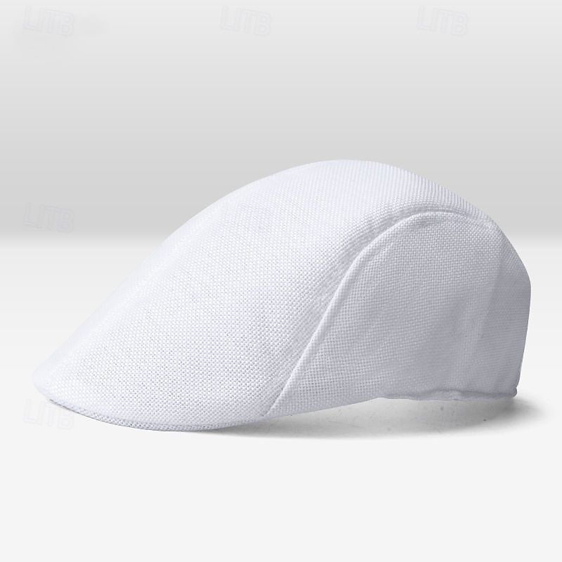 Herr Platt mössa Basker Ascot hatt Newsboy hatt Svart Vit linne Mode Ledigt Brittisk Gata Dagligen Slät Justerbara Andningsfunktion 2026 - $9.49 –P5