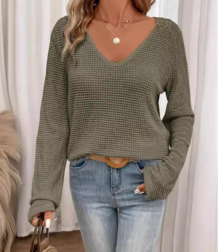 Bluse Eleganti in Pizzo Bianco per Donna con Occhielli Blusa Casual Elegante Colore Unito Maniche Lunghe Collo a Giro Top Petits Romantici da Indossare in Estate e Vacanza Verde Erba Rosa Blu Beige del 2025 a $28.99 –P9
