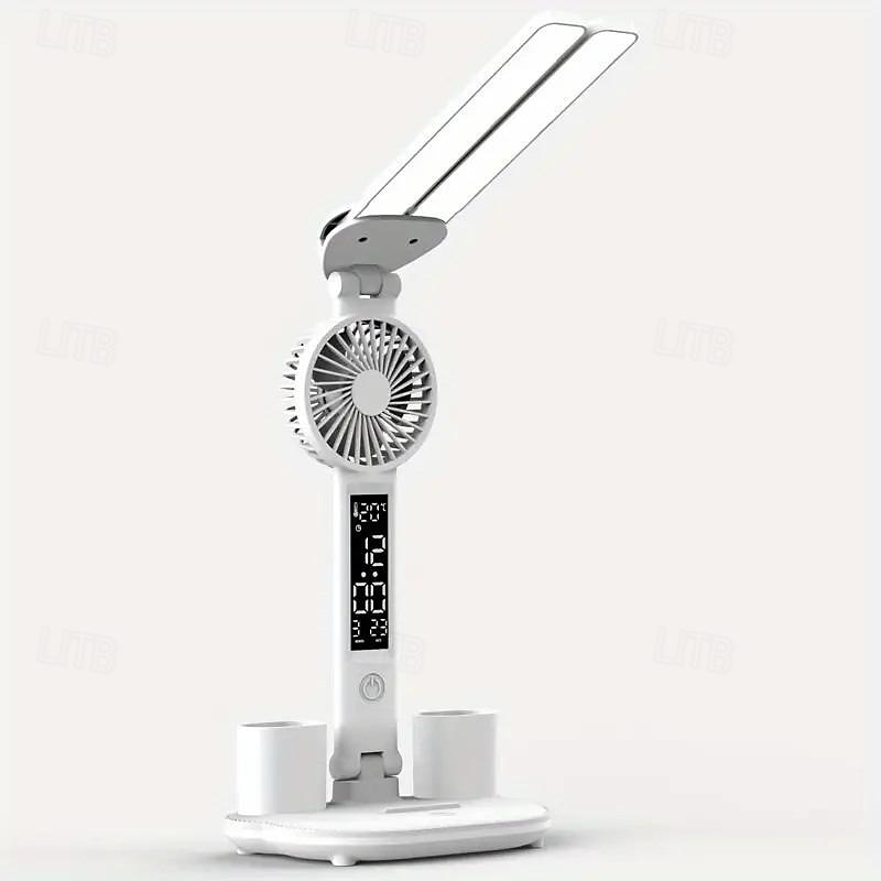 Multi-Functional Eye Protection Desk LED Lamp Study Lamp with Electric Fan Plug-In Operation White 2025 - $29.99 –P10