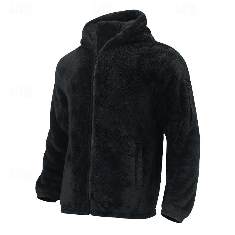 Homens Jaqueta de Inverno Jaqueta polar polar Jaqueta casual Diário Férias Térmico / Quente Bolsos Outono & inverno Tecido Moda Roupa de rua Com Capuz Padrão Preto Azul Marinha cáqui Cinzento Escuro de 2025 por $39.99 –P12