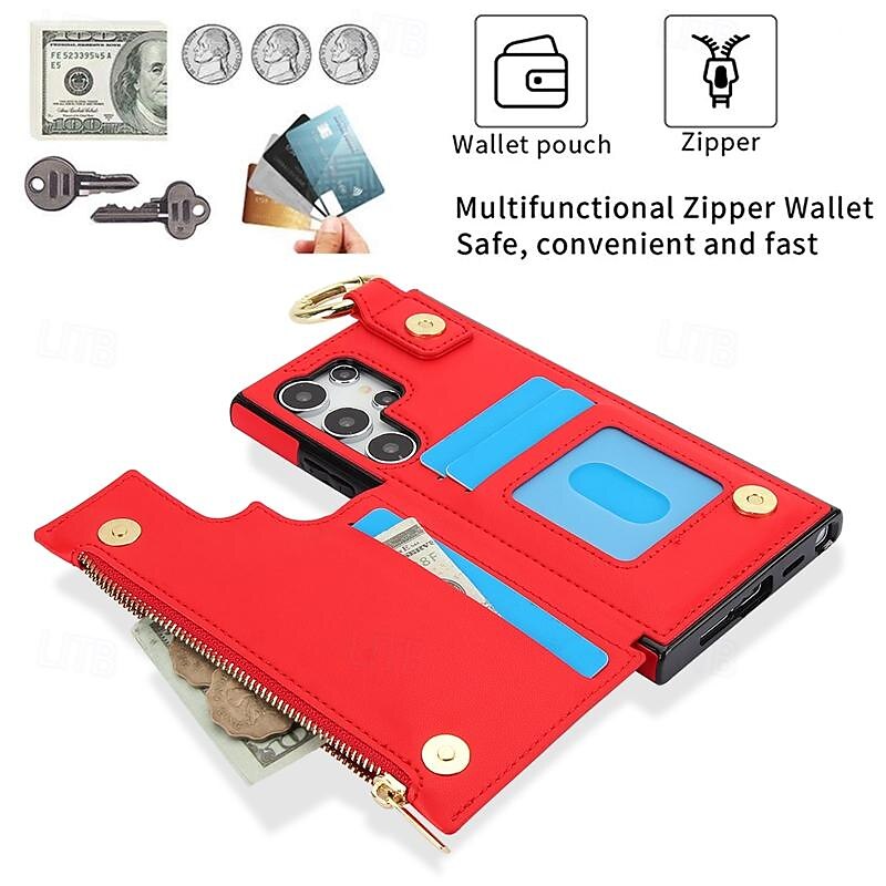 Phone Case For Samsung Galaxy S24 S23 S22 S21 Ultra Plus A55 A35 A25 A15 5G A14 A54 A73 A53 A33 A23 A13 A12 S25 Ultra Back Cover with Stand Holder Zipper Card Slot Retro PC PU Leather 2025 - $21.99 –P5