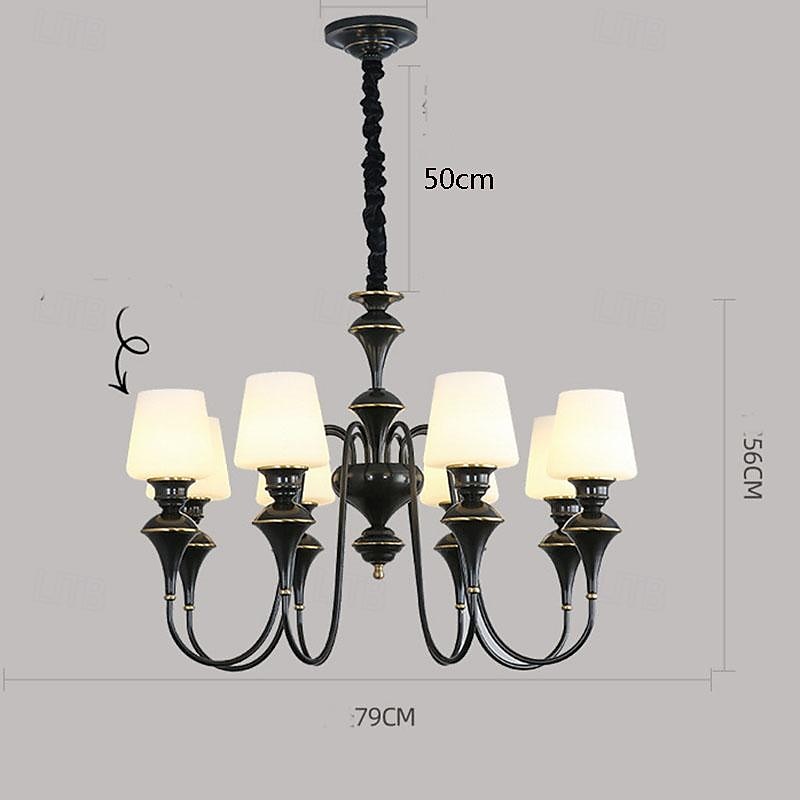 led lysekrone varm hvit 5/6/8-lys 5w retro rustikk stearinlys stil e14/e12 pendel lanterne design metall glass innfelt lysekrone belysning for gang trapp kjøkken 110-240v 2025 - $507.39 –P3