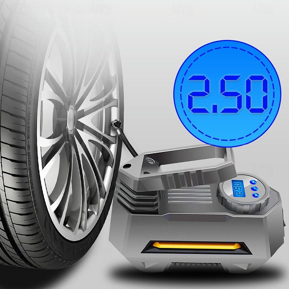 digital däckinflator luftkompressor däckpump 100 psi 12v med 2 sätt att skruva  & klämma på ventilanslutningsbilen 2025 - $38.99 –P2